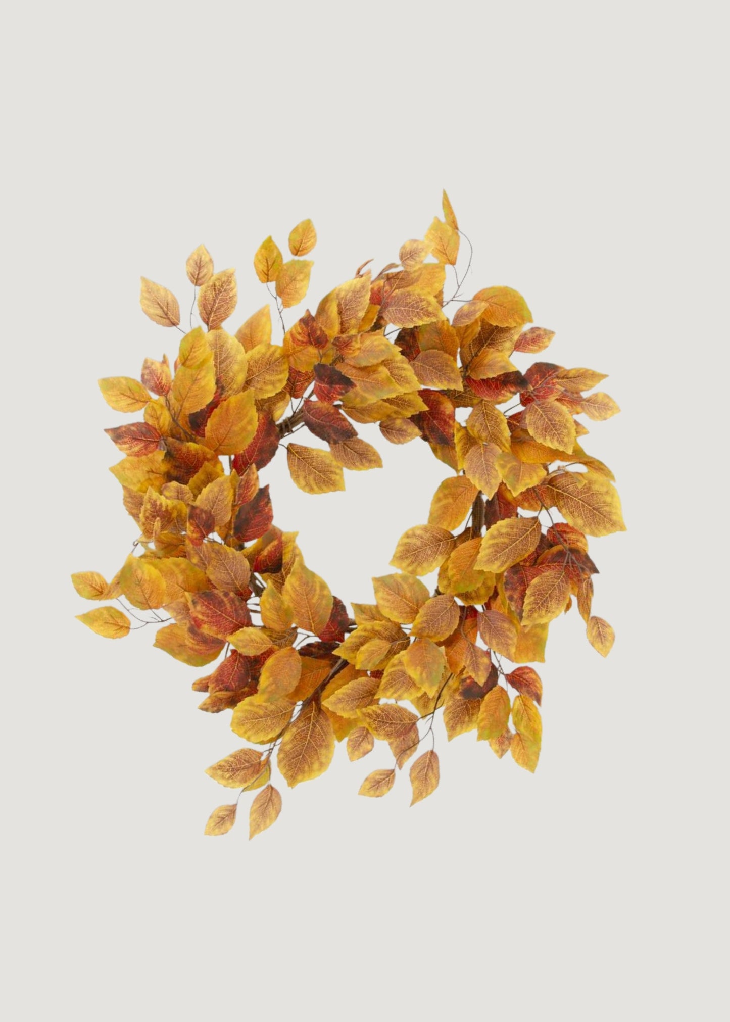 Golden Yellow Artificial Birch Leaf Autumn Wreath - 22"