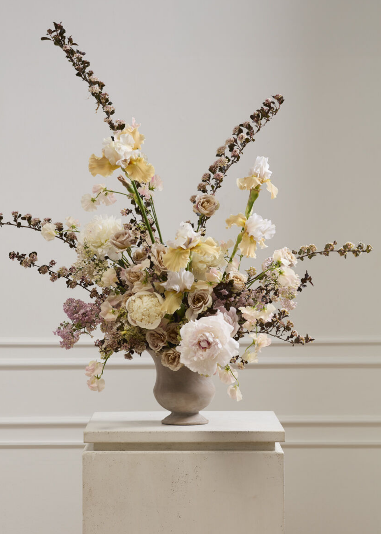 Wallace Urn Ceramic Vase in Whitewashed Mauve Tan - 8"