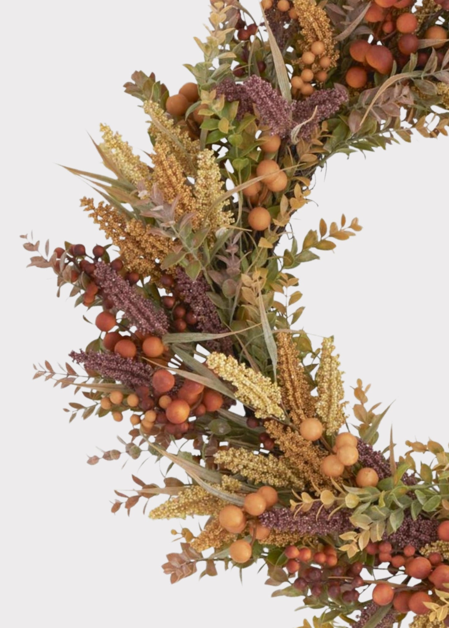 Colorful Mixed Fake Fall Foliage and Berry Wreath - 30"
