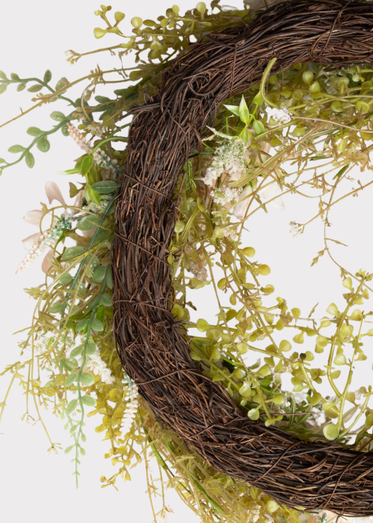 Pale Pink Artificial Wildflower Wreath - 22"
