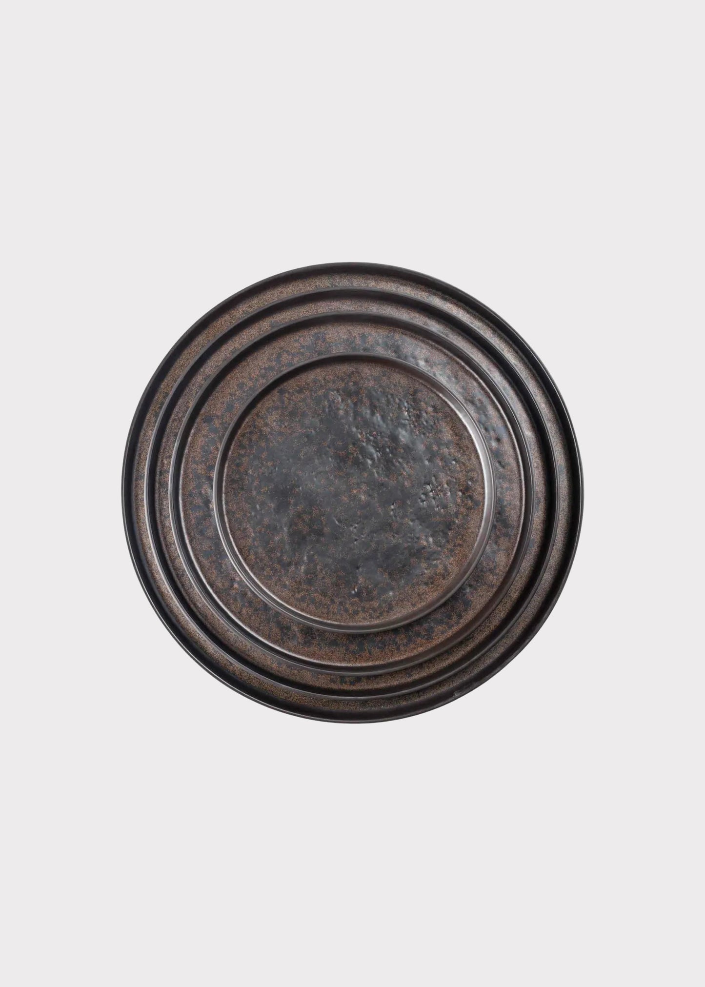 Matte Brown and Copper Melamine Resin Round Tray - 18"