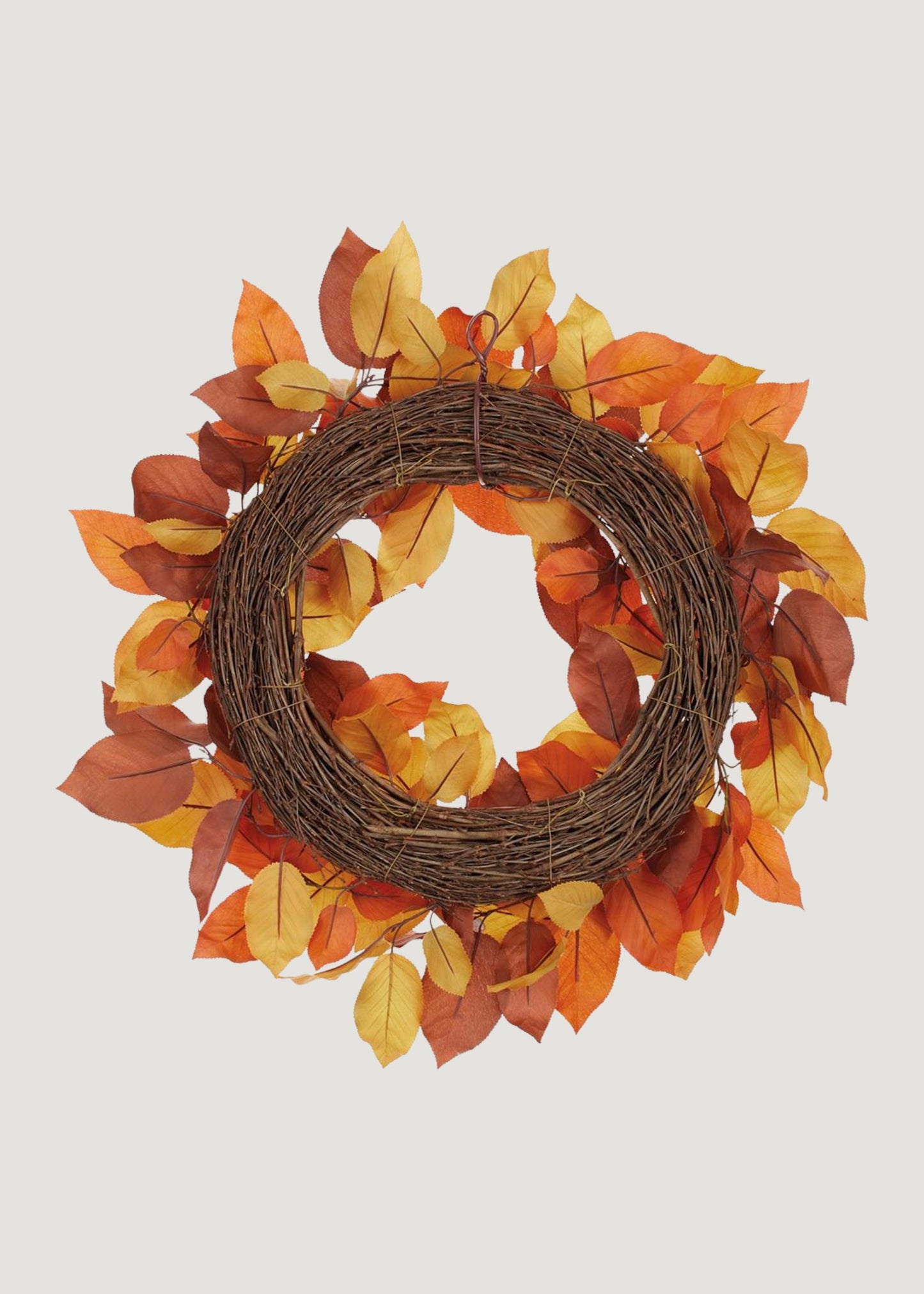 Fall Orange and Brown Fake Salal Leaf Wreath - 24"