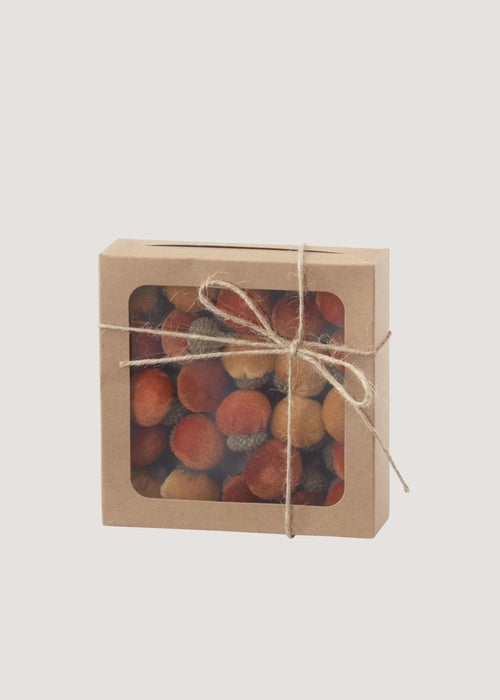 Set of 24 Plush Velvet Fall Acorn Decorations