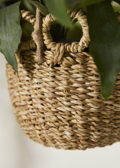 Handmade Woven Seagrass Hanging Plant Basket - 20"