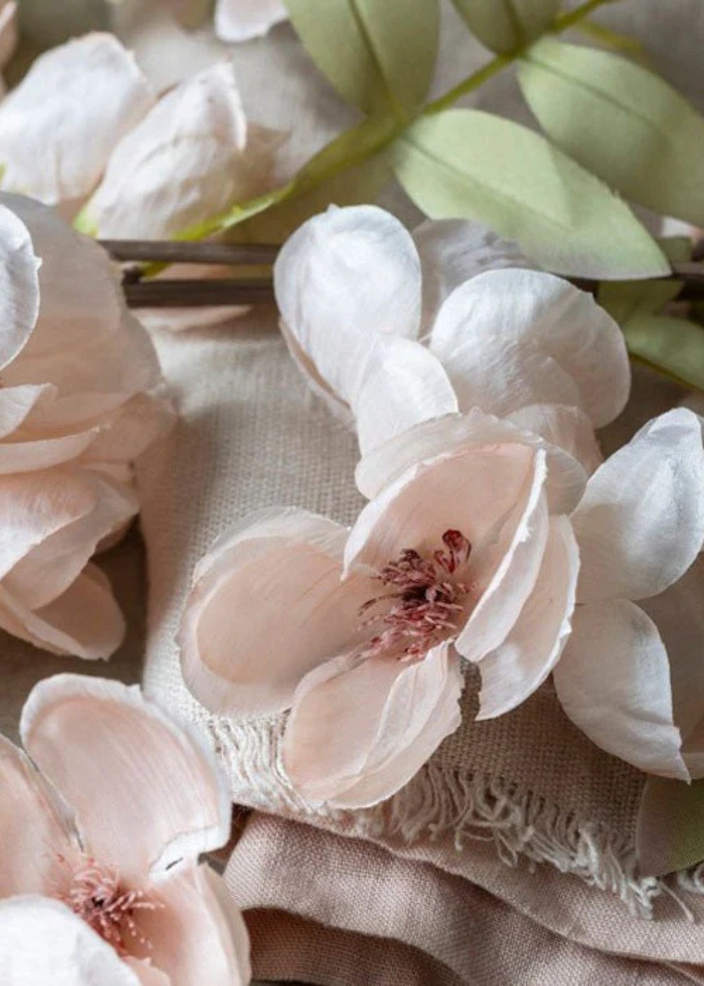 Soft Pink Peach Artificial Quince Blossom Branch - 35.25"