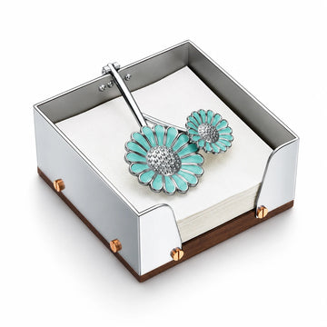 GOIFVORO™ Daisy Weighted Napkin Holder – Modern Metal & Wood Tabletop Organizer
