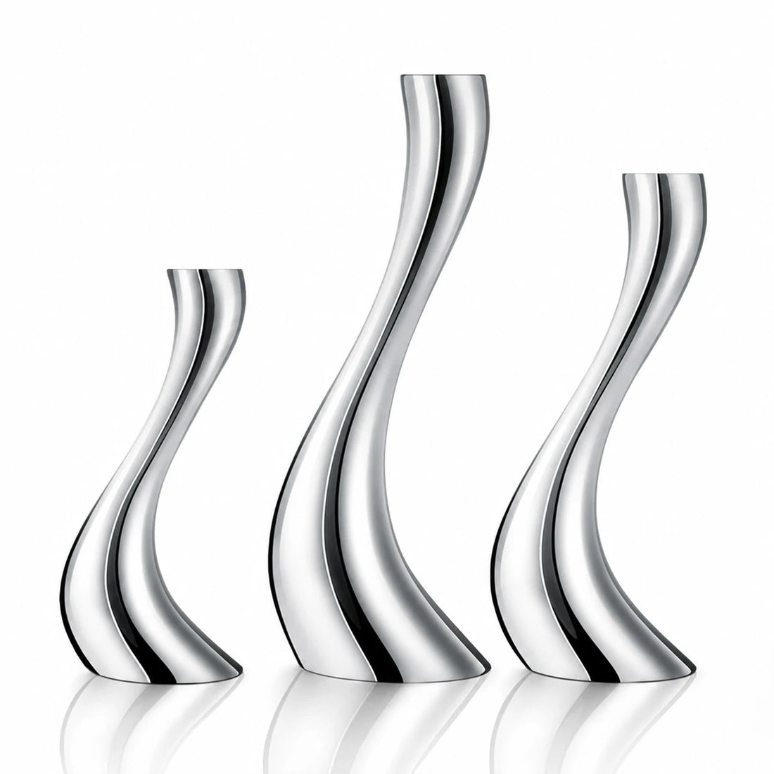 GOIFVORO Fluid Curve Metal Candle Holders – Sculptural Taper Candle Holder Set of 3, product image 1 of 8
