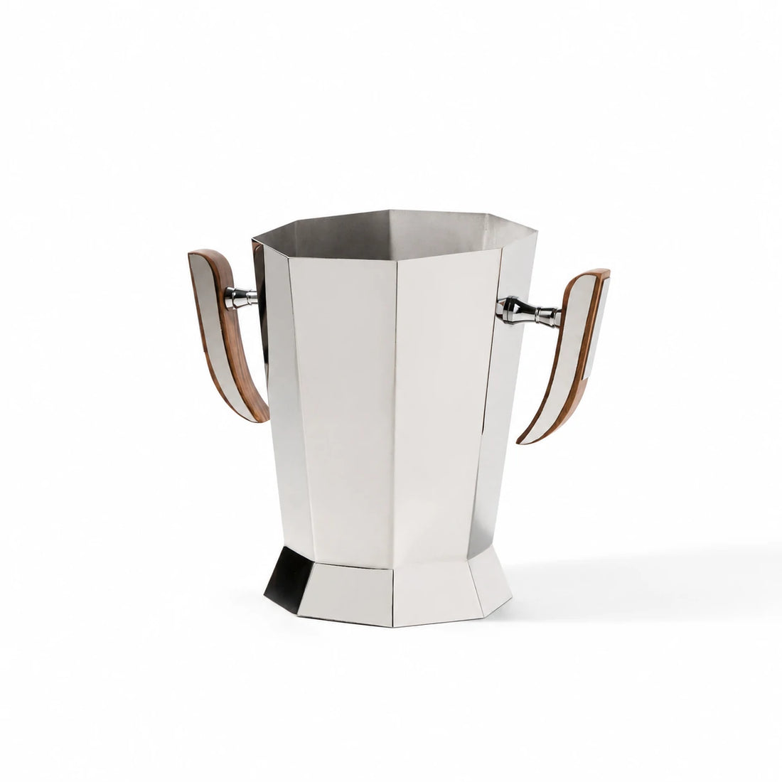 GOIFVORO Geometric Stainless Steel Ice Bucket with Wooden Handles, product image 1 of 4