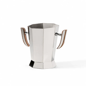 GOIFVORO™ Geometric Stainless Steel Ice Bucket with Wooden Handles
