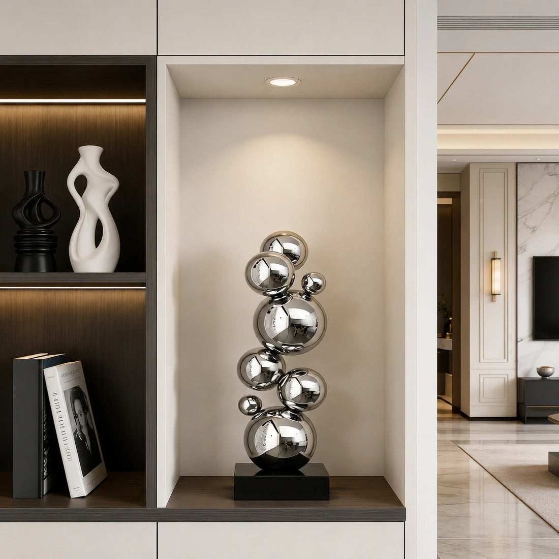 GOIFVORO Stainless Steel Bubble Sphere Sculpture Decor, product image 1 of 5