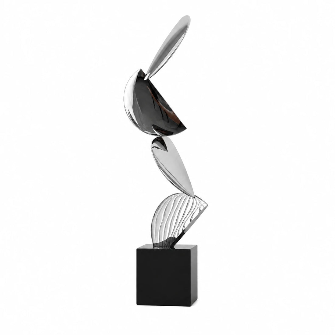 GOIFVORO Modern Abstract Stainless Steel Sculpture with Marble Base, product image 1 of 3
