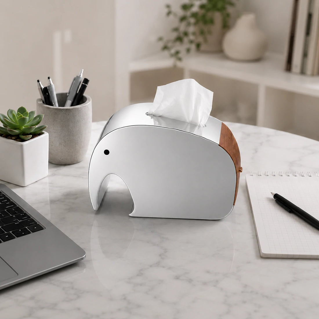 GOIFVORO Elephant-Shaped Metal Tissue Box – Modern Sculptural Tissue Holder, product image 1 of 5