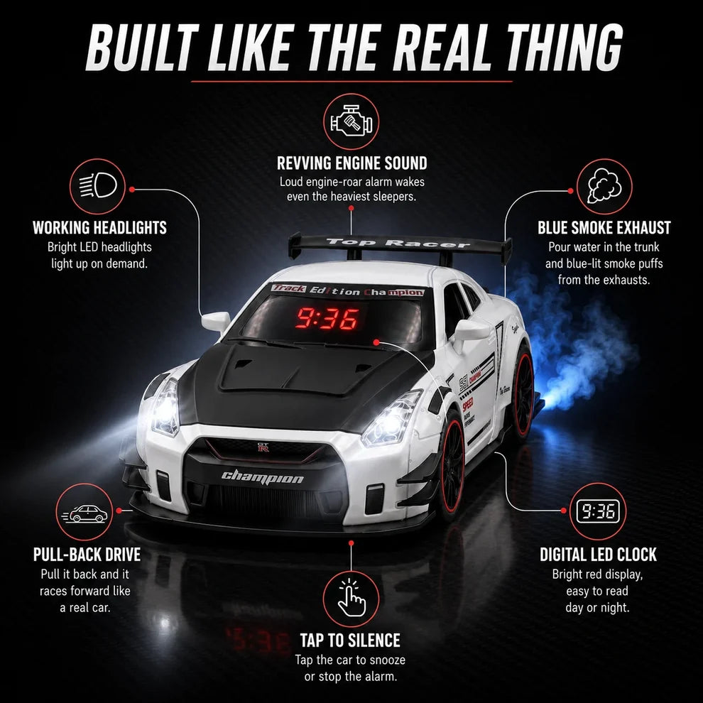 GOIFVORO GT-R Alarm Clock with Remote Control & Mist Effect