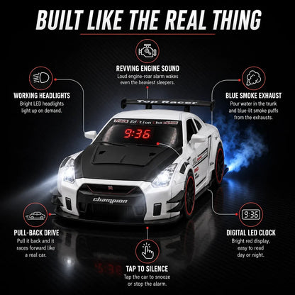 GOIFVORO GT-R Alarm Clock with Remote Control & Mist Effect