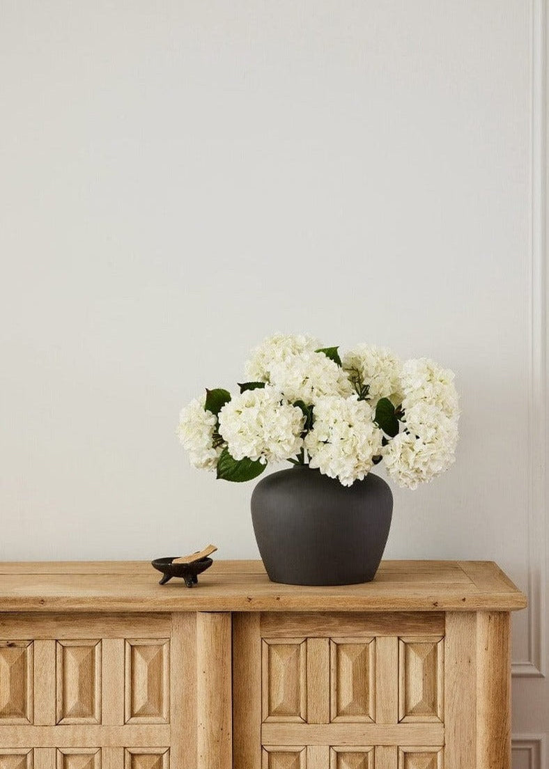 SAVE - Fake Flowers Real Touch Hydrangea Stem in Talc White  - 18"