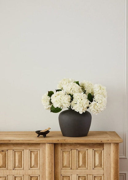 SAVE - Fake Flowers Real Touch Hydrangea Stem in Talc White  - 18"