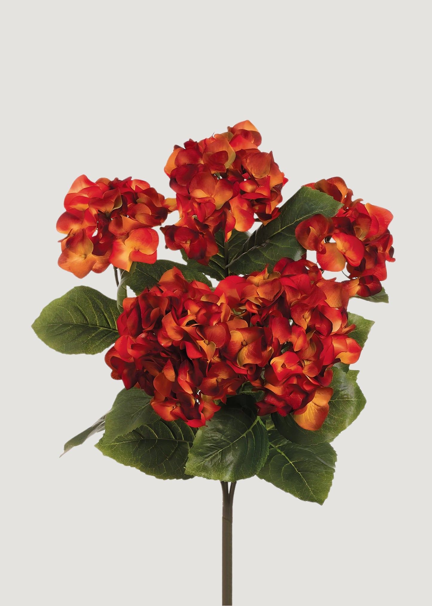 Artificial Hydrangea Bush in Red Rust Fall Hue - 19.5"