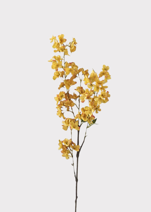 Autumn Fake Cherry Blossom Branch in Golden Yellow - 42"