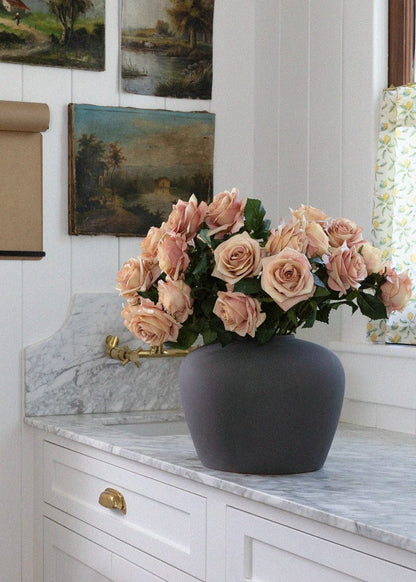 Sunset Pink Silk Rose Flower - 21.5"