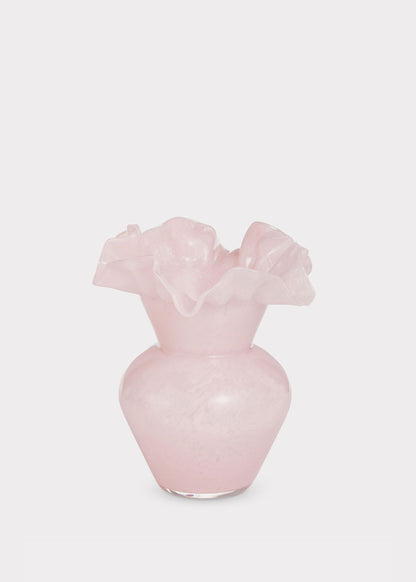 Pale Pink Glass Ruffle Vase - 8.75"