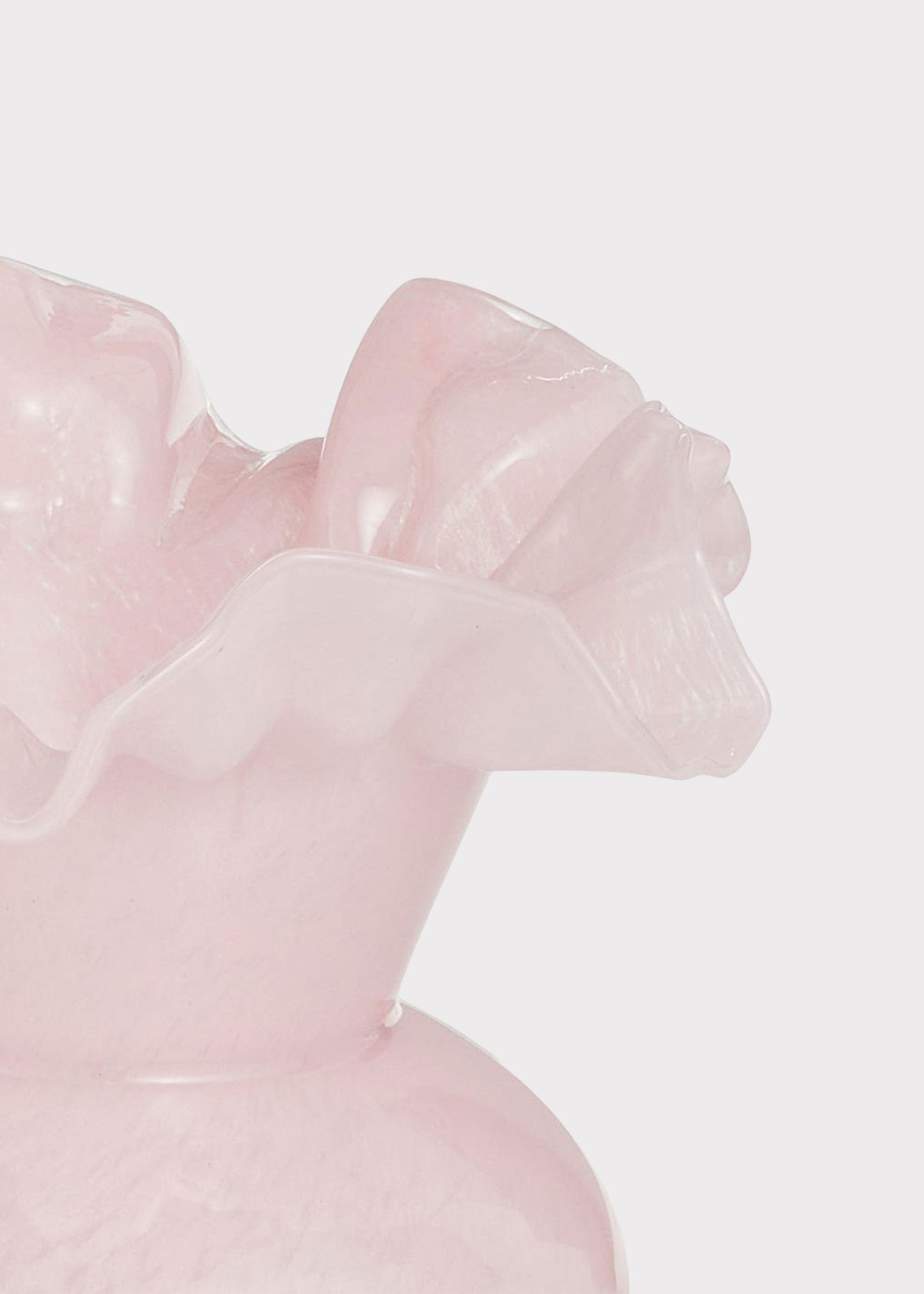Pale Pink Glass Ruffle Vase - 8.75"