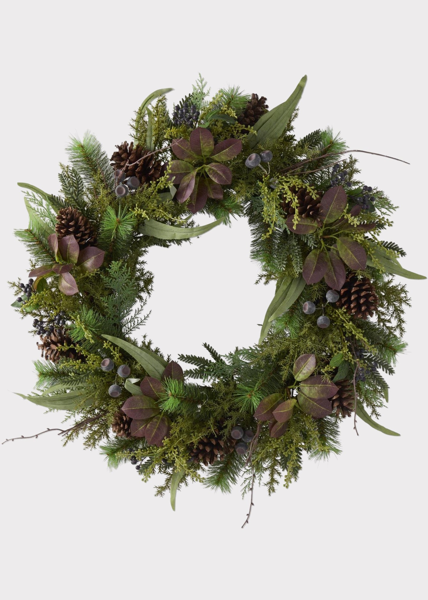 Deluxe Botanical Mulberry Leaf and Pine Wreath - 30.5"