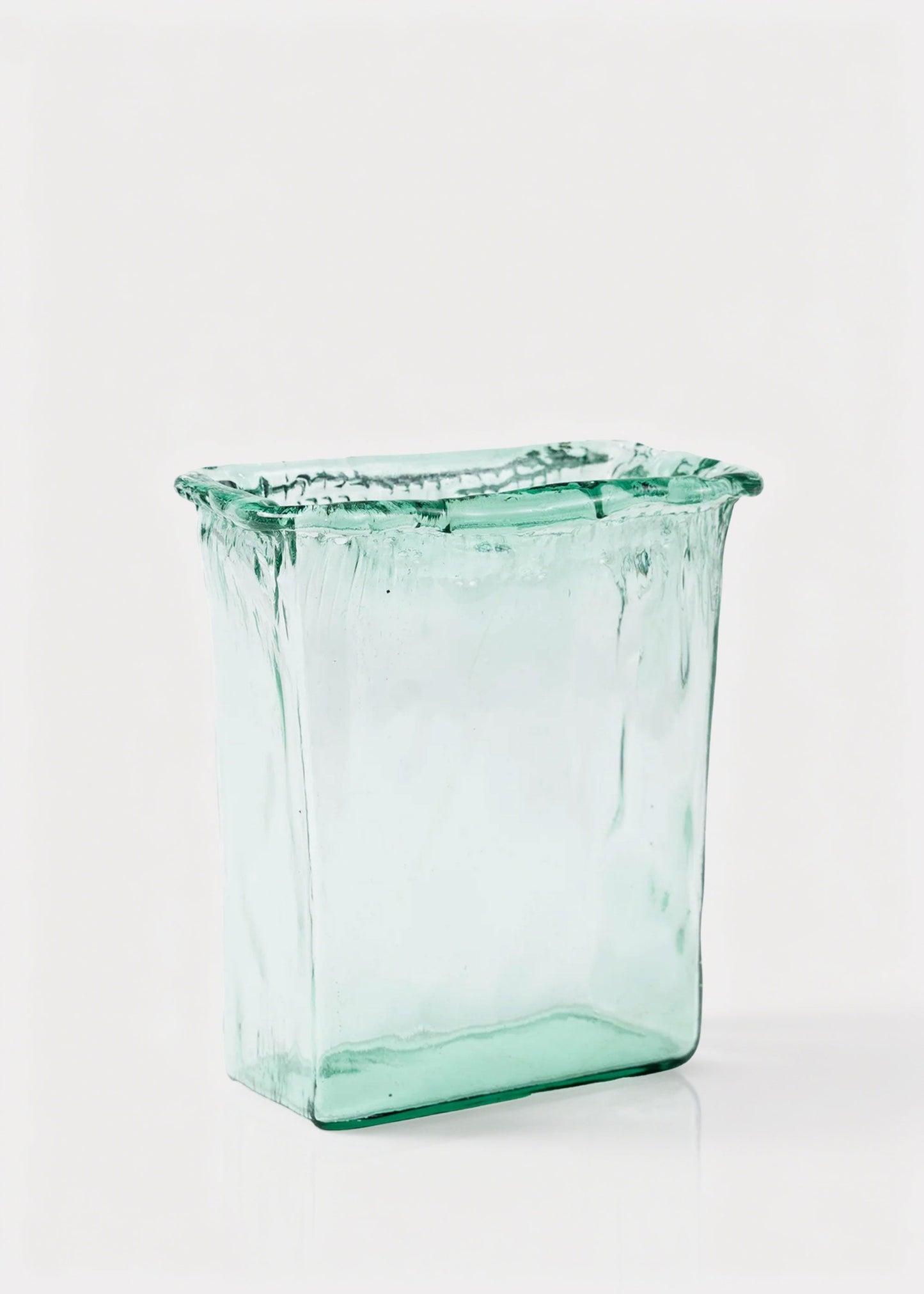 Tall Rectangle Recycled Glass Vase in Green - 9.25"