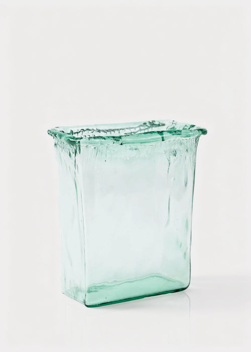 Tall Rectangle Recycled Glass Vase in Green - 9.25"