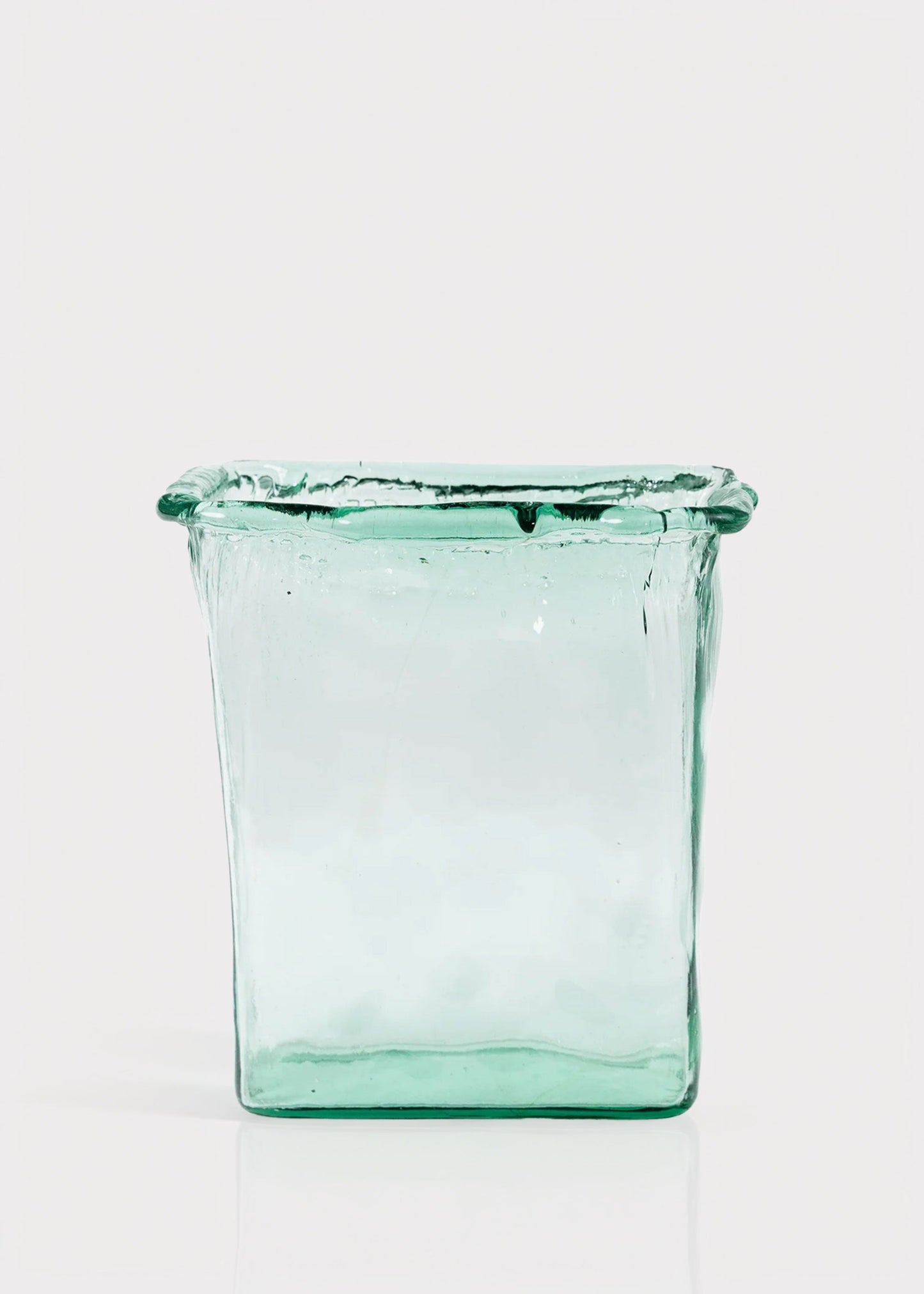 Tall Rectangle Recycled Glass Vase in Green - 9.25"