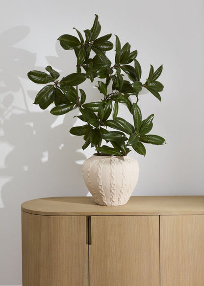 Textured Round Ceramic Argos Vase in Matte Sand Hue - 11.75"