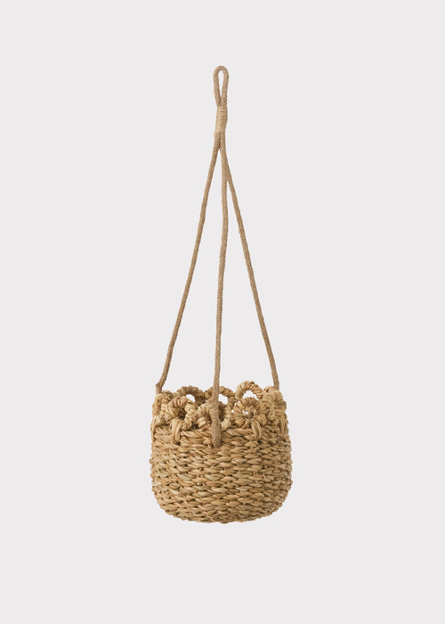 Handmade Woven Seagrass Hanging Plant Basket - 20"