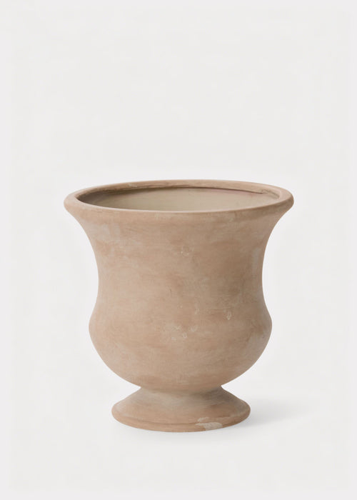 Wallace Urn Ceramic Vase in Whitewashed Mauve Tan - 8"