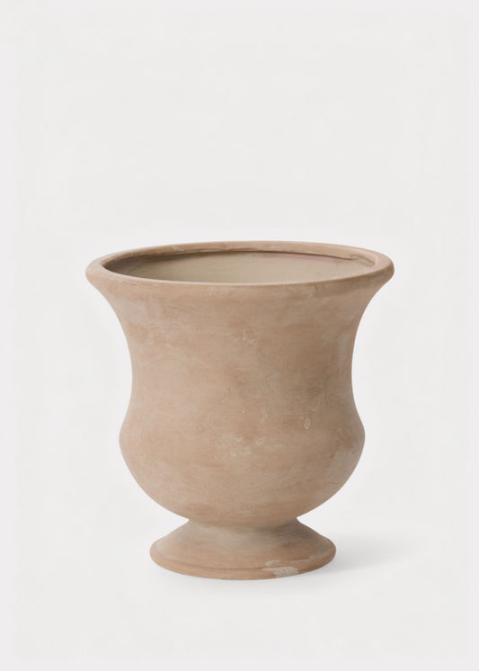 Wallace Urn Ceramic Vase in Whitewashed Mauve Tan - 8"