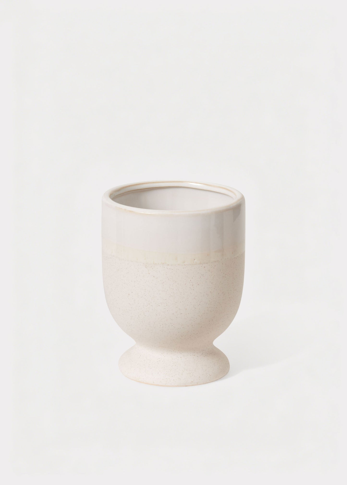 Footed Ceramic Laney Vase in Speckled White - 6.5"