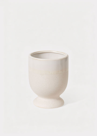 Footed Ceramic Laney Vase in Speckled White - 6.5"