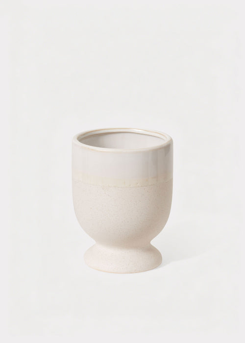 Footed Ceramic Laney Vase in Speckled White - 6.5"