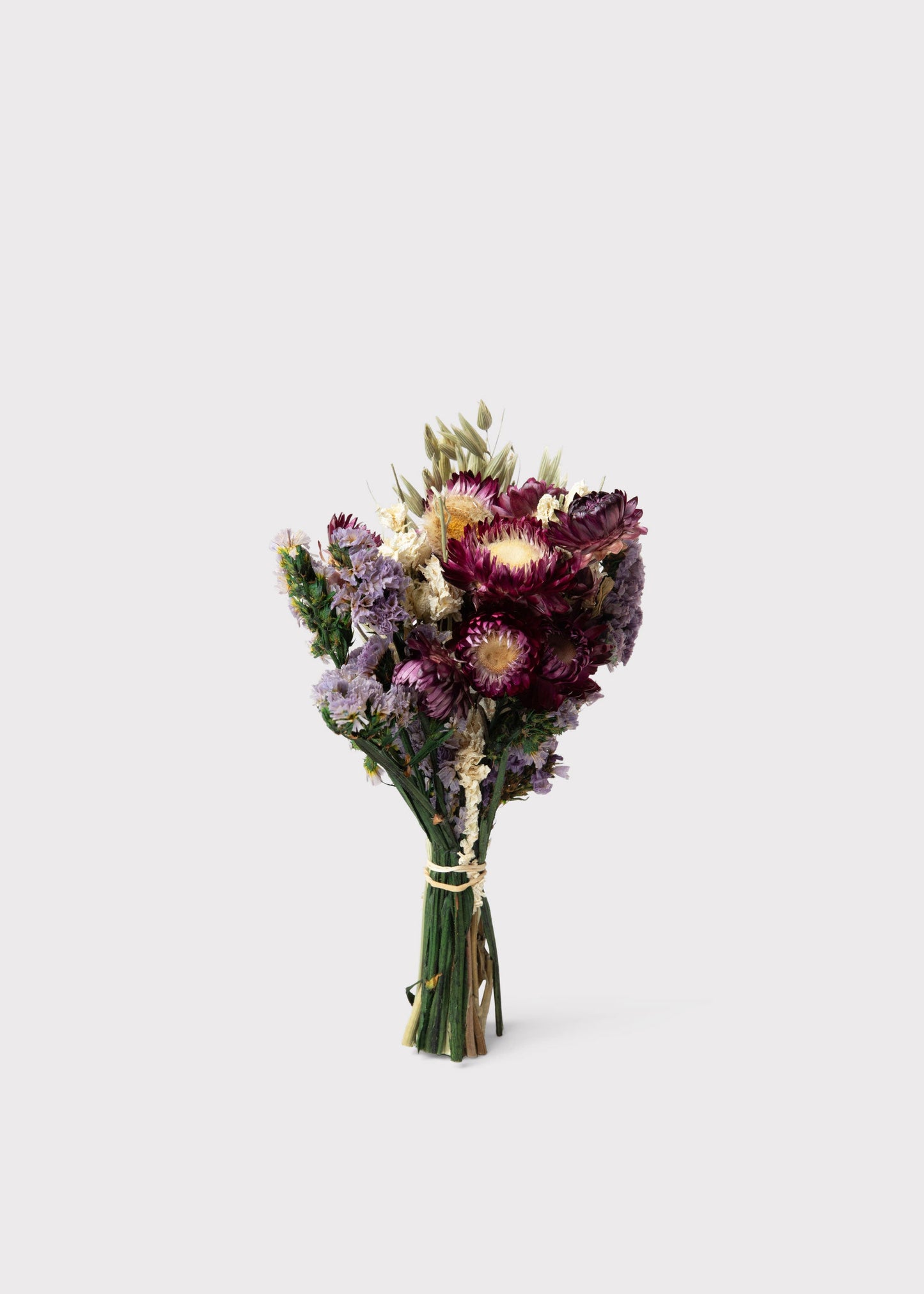 Mini Dried Flowers Purple and Cream Wildflower Bouquet - 7"