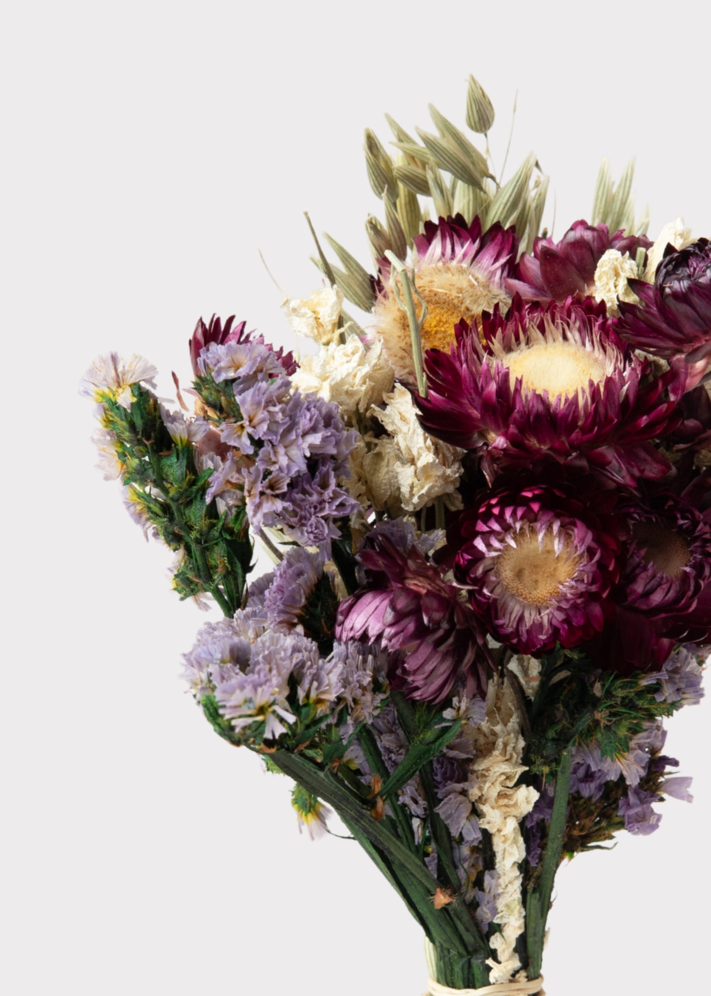 Mini Dried Flowers Purple and Cream Wildflower Bouquet - 7"