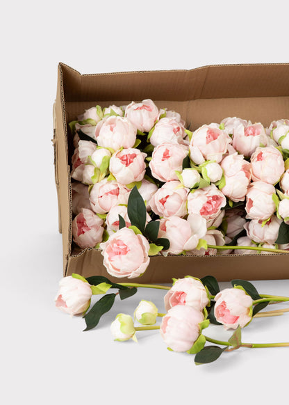 Case of 10 Pink Real Touch Peony Flower Bundles - 10.5"