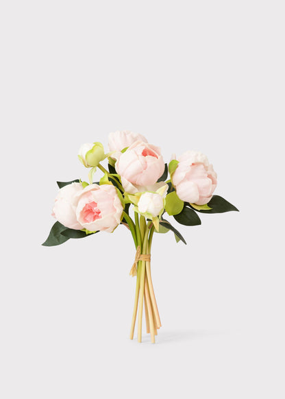 Case of 10 Pink Real Touch Peony Flower Bundles - 10.5"