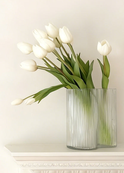 Asymmetrical White Real Touch Tulip Design