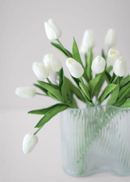 Asymmetrical White Real Touch Tulip Design