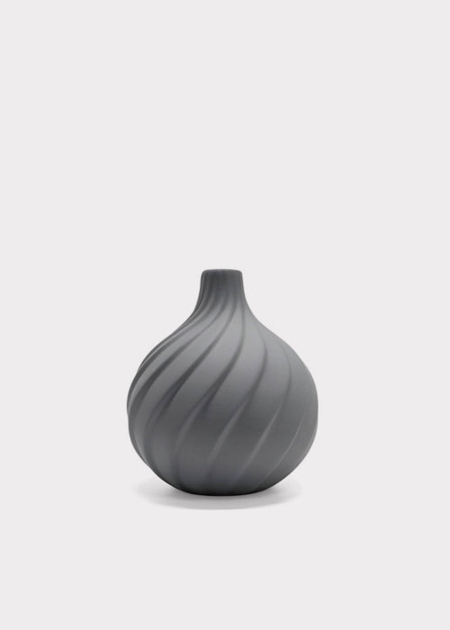 Small Handmade Porcelain Round Bud Vase in Charcoal - 3.75"