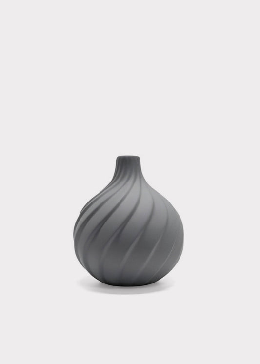 Small Handmade Porcelain Round Bud Vase in Charcoal - 3.75"