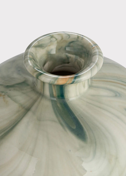 Small Set of 3 Marbled Stoneware Glazed Bud Vases - 3-4.5"