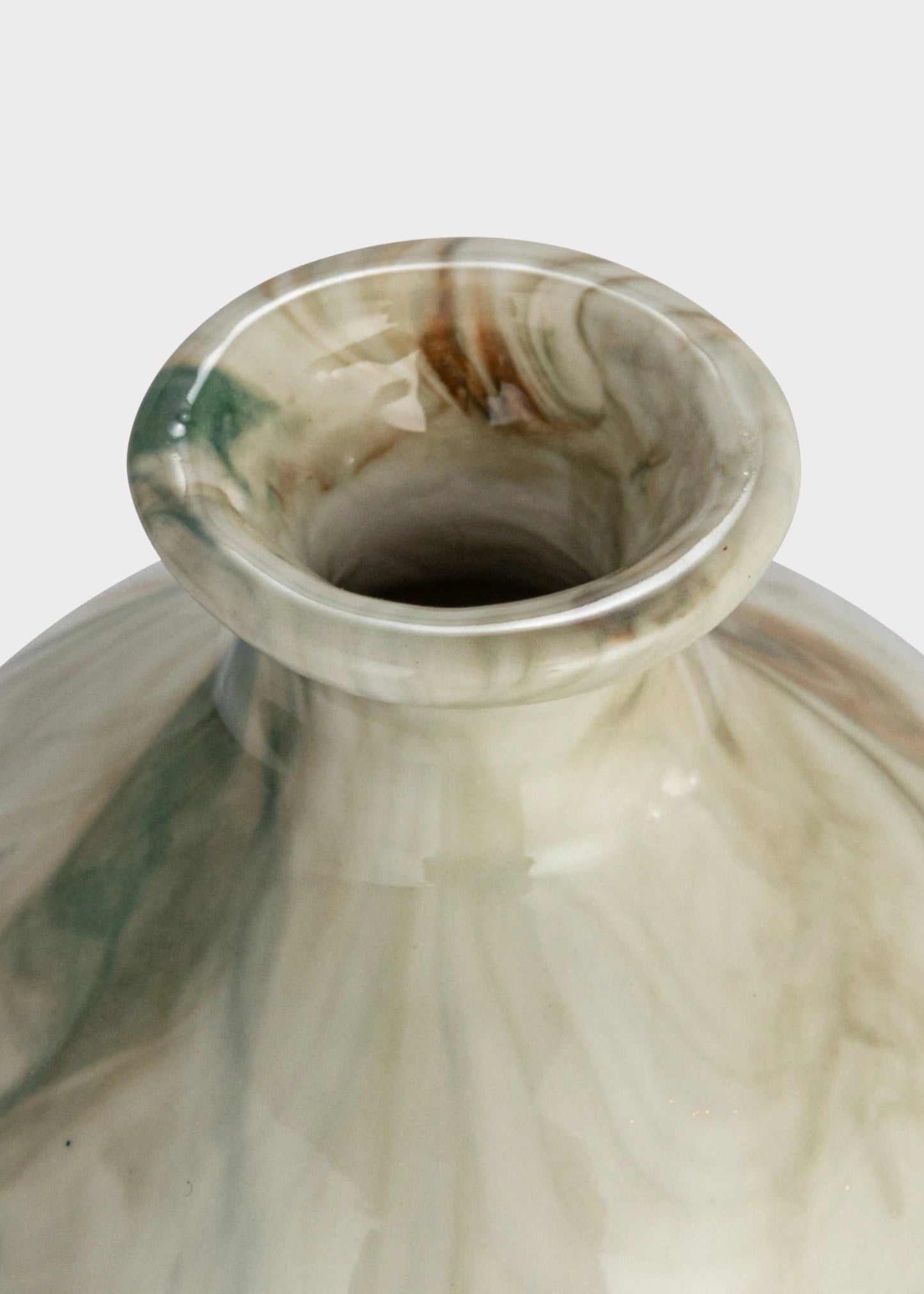 Small Set of 3 Marbled Stoneware Glazed Bud Vases - 3-4.5"