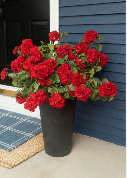 Fake Indoor/Outdoor Red Geranium Water Resistant Bush - 24"