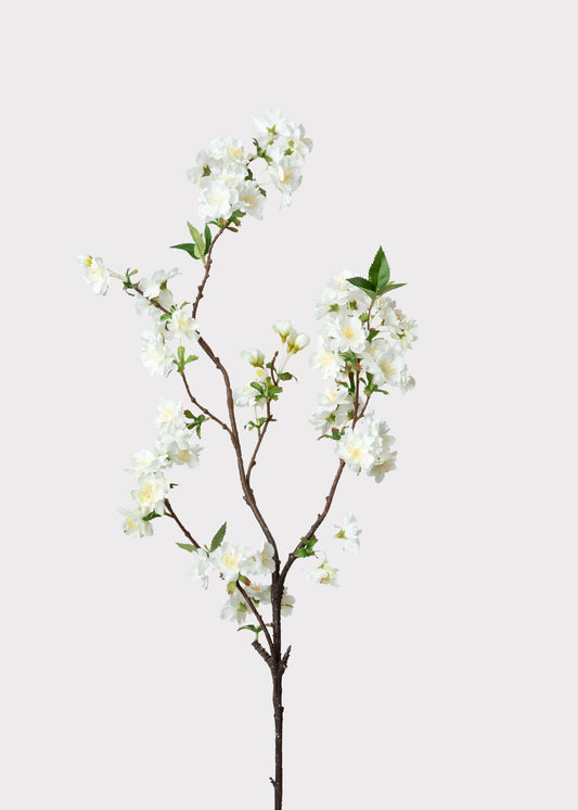Cream White Artificial Cherry Blossom Branch - 36"