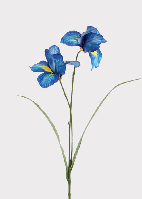 Artificial Wild Iris Flowers in Blue and Yellow - 22.5"