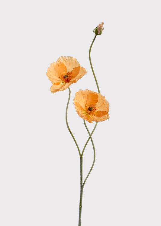Artificial Poppy Flowers in Coral Orange - 29"